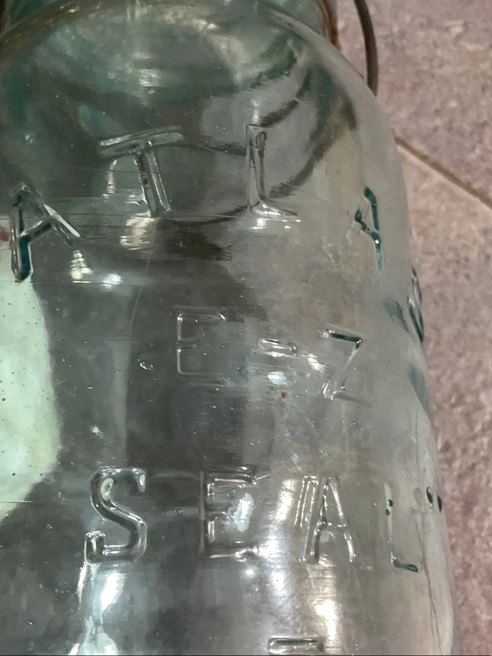 Vintage Blue Glass Storage Jar with Wire Bail Lid